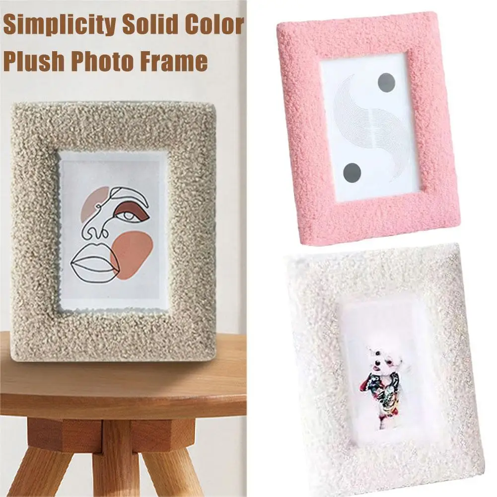 

1Pc 6Inch Home Modern Simplicity Solid Color Plush Photo Frame Tabletop Cute Exquisite Decorative Ornament Photo Frame