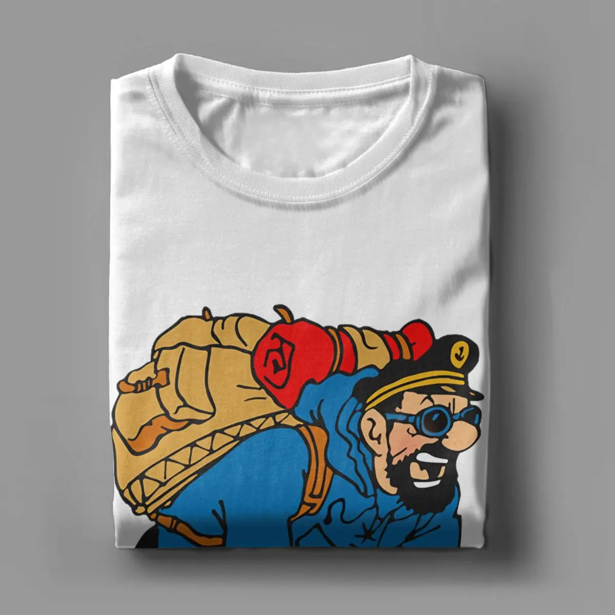 Men\'s Captain Haddock T Shirts Cartoon 100% Cotton Tops Awesome Short Sleeve Round Neck Tee Shirt Summer T-Shirts