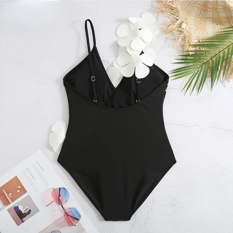 

Retro One Piece Swimsuit Skirt Shoulder Strappy Swimsuit Print Floral Swimwear Women 2024 New Slimming Bathing Suit Beach Wear