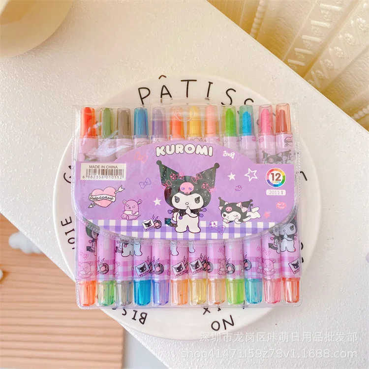 12 Colors Pen Kawaii Sanrio Kt Cat My Melody Cinnamonroll Cartoon Art Colored Pencil Drawing Graffiti Pen Kids Crayon Marker Pen