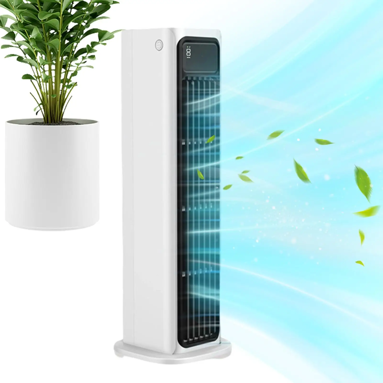 Portable Tower Fan Bladeless Rechargeable 3600mAh Battery Air Cooler Ultra Quiet USB Fan for Office Desk Bedroom Camping Home