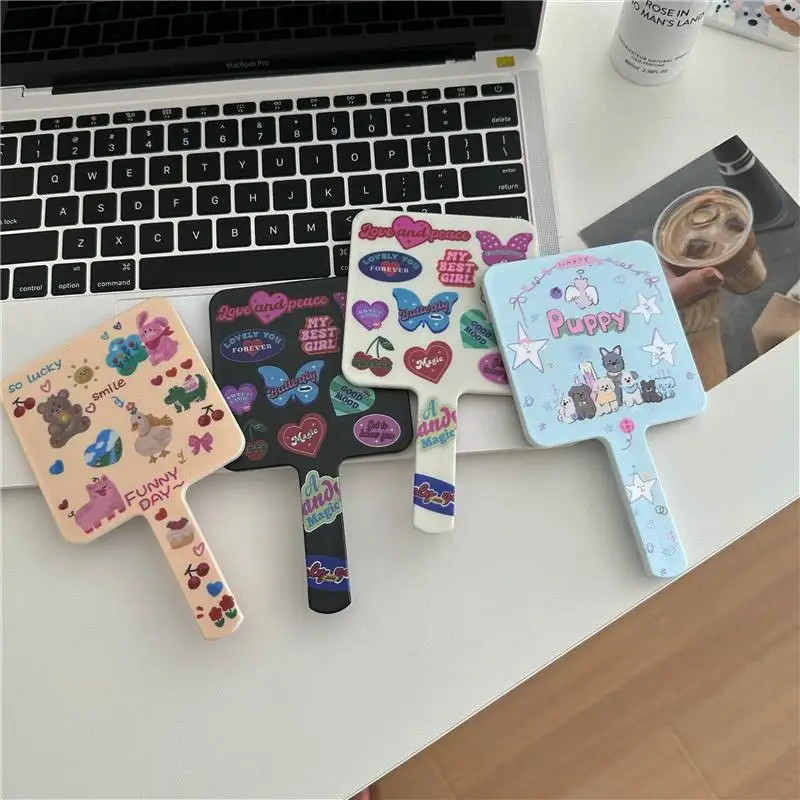 

Handheld Rectangle Art Mirror Light Portable Design Aesthetic Mirror Creative Kawaii Espelho Decorativo House Accessories