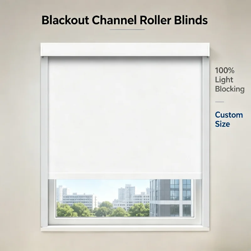 Child safe roller blinds with side channels. Cordless & no exposed strings. Complete darkness for nurseries. Safe &quiet. Custom