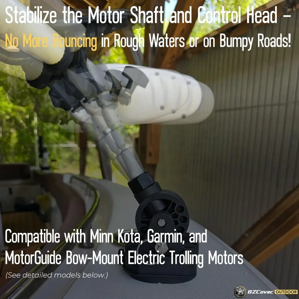 Motor Stabilizer Mount for Trolling Motors - Shock Absorbing, Adjustable Rod for Terrova, Ulterra, PowerDrive, Rip, Kraken, Xi5,