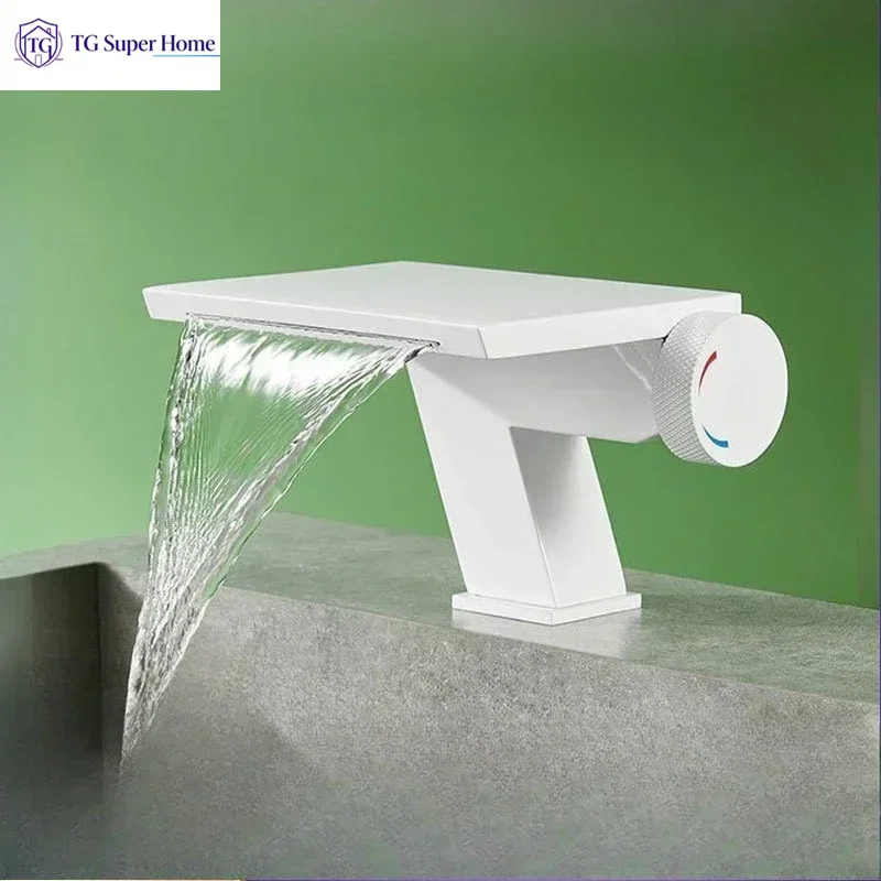 white Bathroom Sink Faucet New Design Waterfall Basin Faucets Washbasin Hot Cold Mixer Vanity Single Hole Water Taps gold