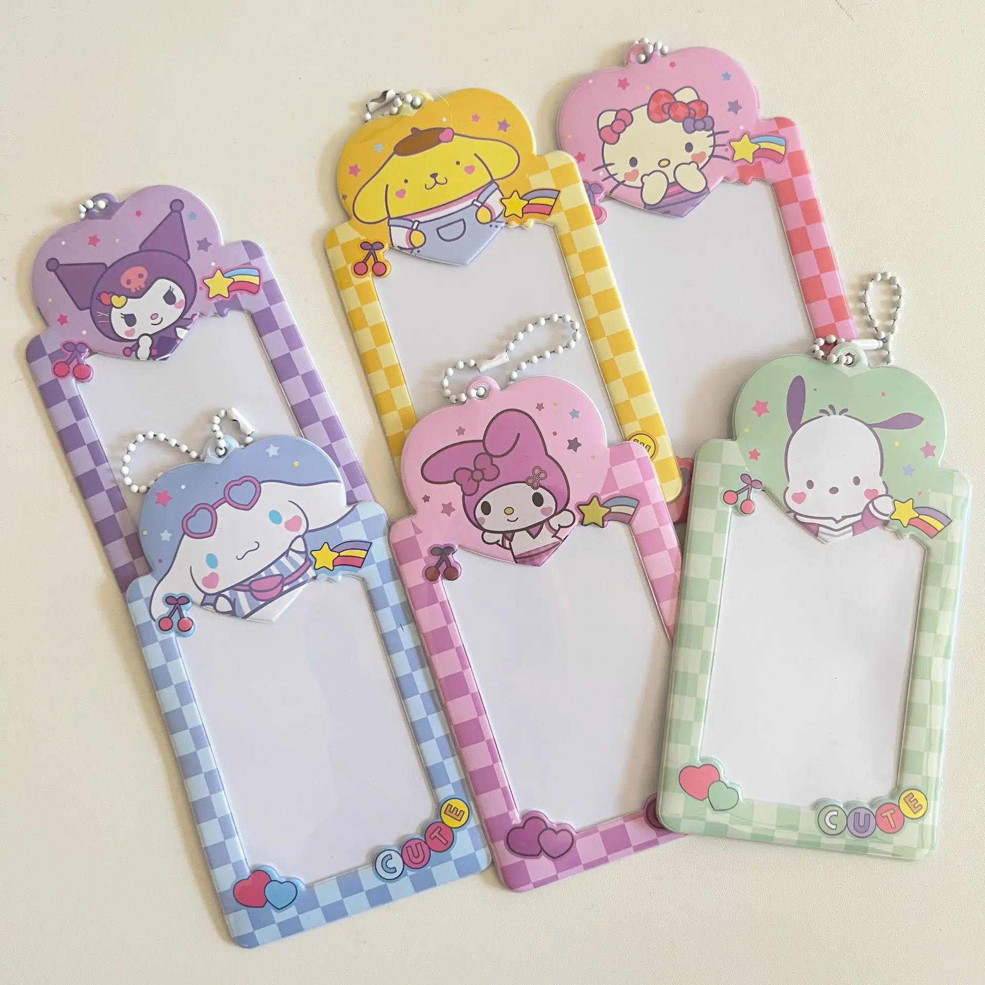 Sanrio Kuromi My Melody HelloKitty Pachacco Cute Cartoon 3Inches Card Sleeve Kawaii Small Card Protective Cover Keychain Pendant