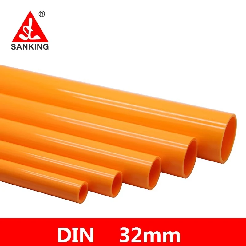 Sanking 2pcs UPVC Orange Pipe 20-50mm Garden Irrigation System Fittings Aquarium Tank Garden Irrigation Water Pipe Connectors