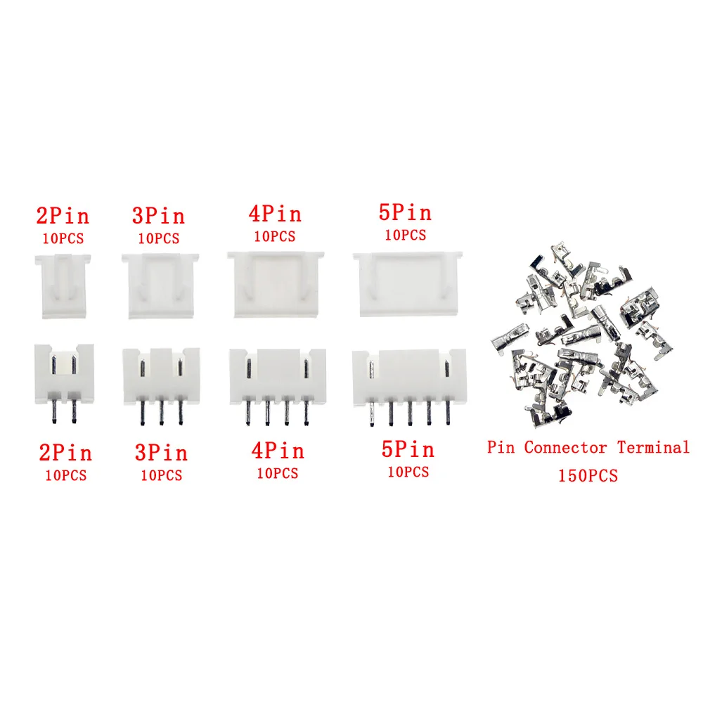 230pcs/box XH2.54 2p 3p 4p 5p pin 2.54mm Pitch Terminal Kit / Housing / Pin Header JST Connector Wire Connectors Adaptor XH Kit