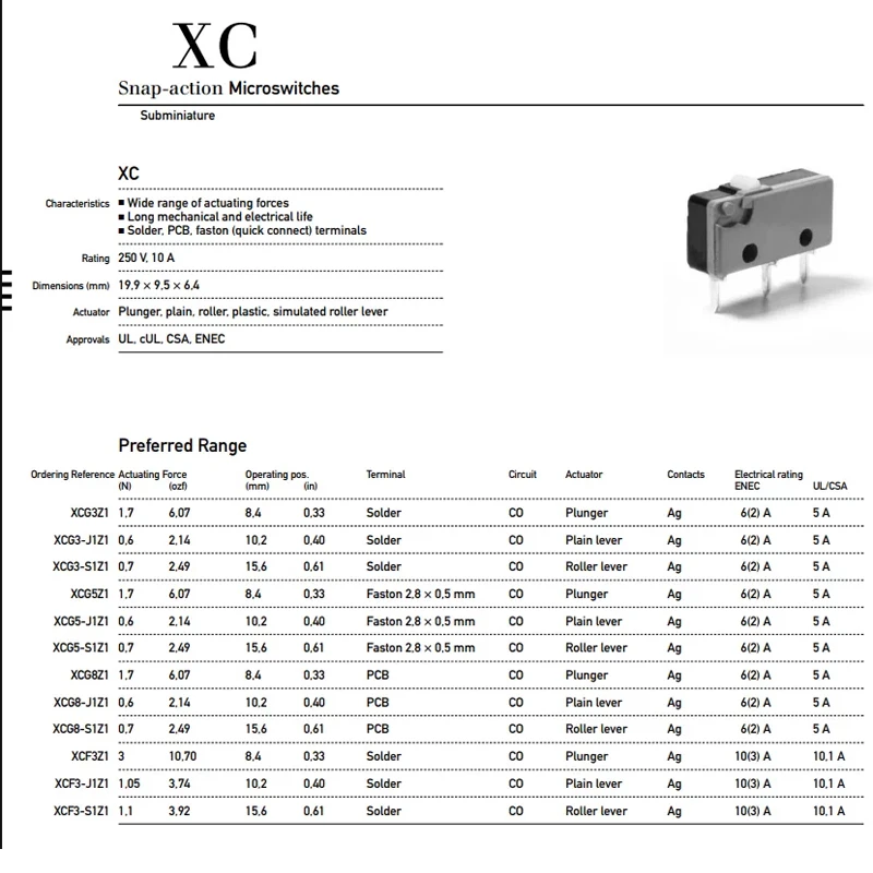 1 pièce/lot Micro-interrupteur XCG8-81-S1Z1 100% allemand à 3 broches avec tige oscillante à rouleau pour limiteur de course