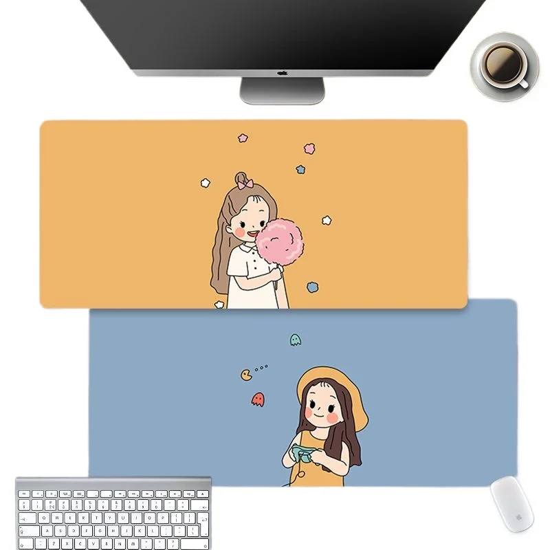 kawaii desk pad Japanese and Korean minimalist girl's daily routine Solid color desk mat large mouse pad student xxl mousepad