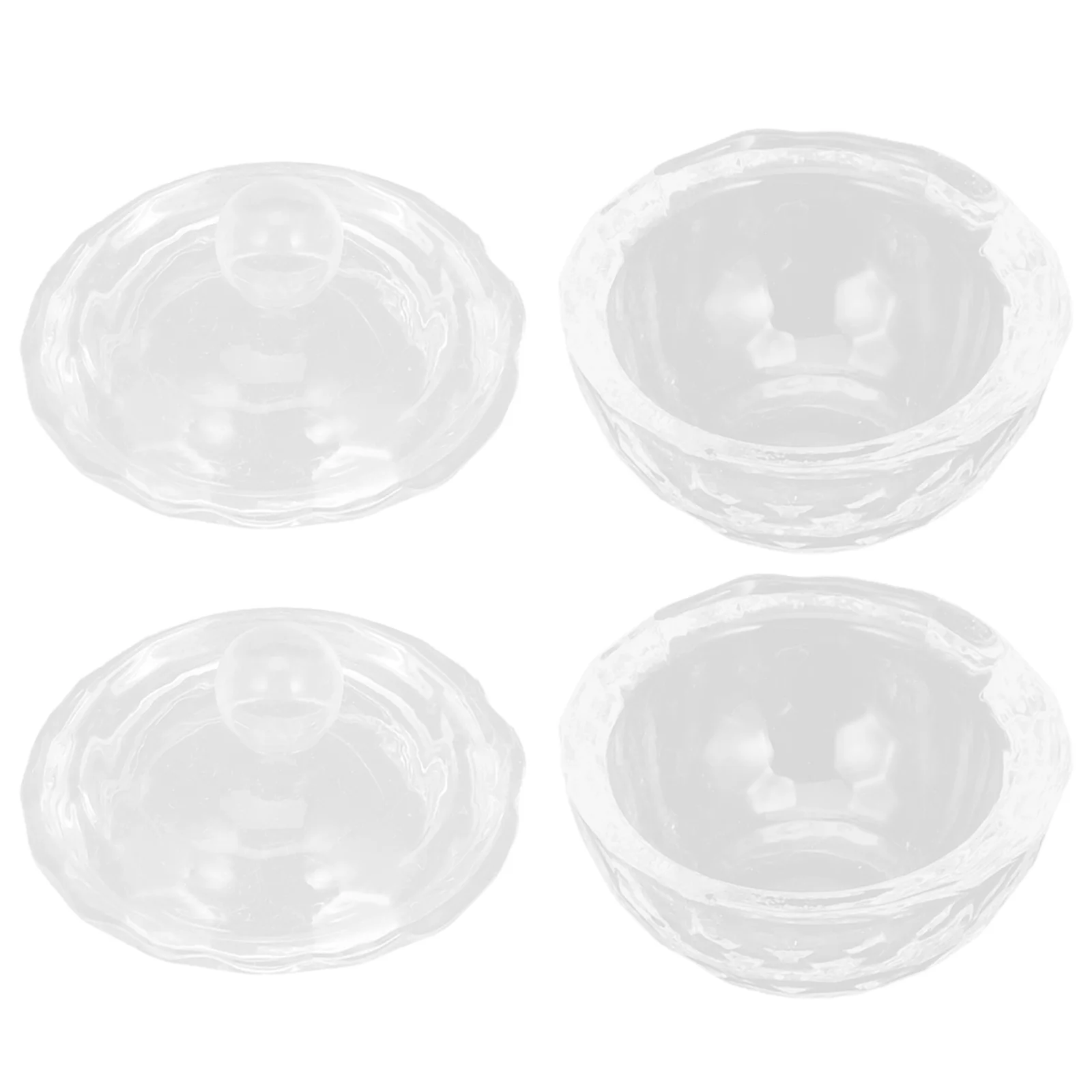 2Pcs Clear Mini Crystal Nail Art Cups for Acrylic Liquid Powder Mixing Easy to Use Nail Art Cup