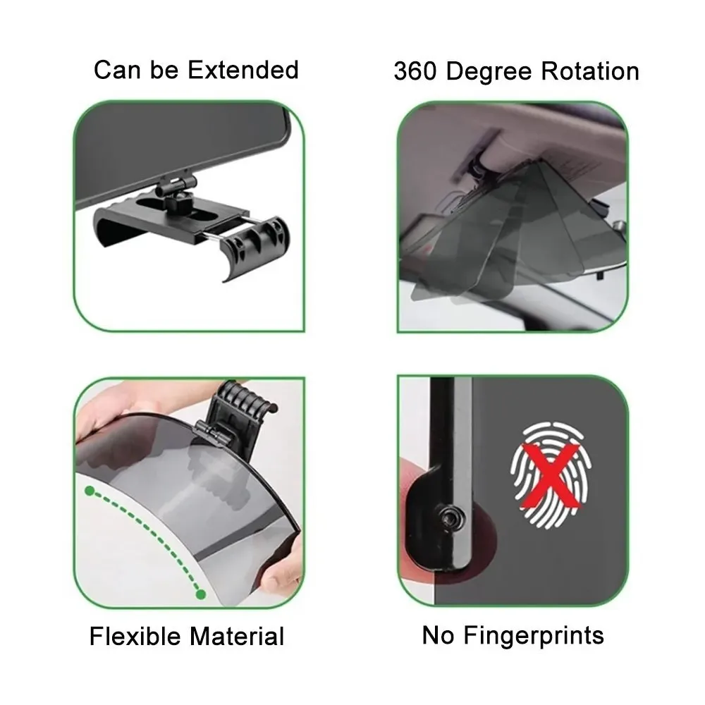360-Degree Adjustable Car Sun Visor Extender Large Polarized Car Sunshade Extender Secure Buckle Attachmen UV400 Protection 2