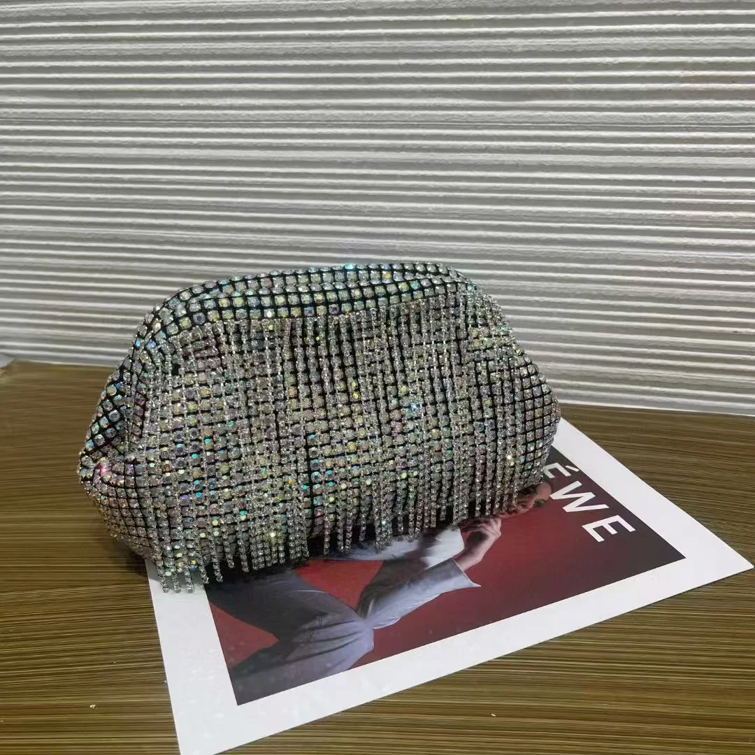 Shiny Rhinestone Claw Chain Fishing Net Streaming Clutch Bag Dinner Women's Wedding Cloud Dinner Bag Versatile Cartera De Fiesta