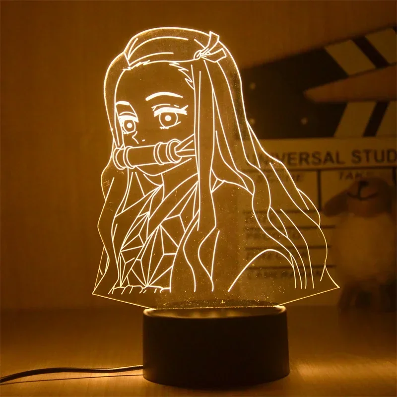 Anime Demon Slayer Tanjirou Nezuko Kimetsu No Yaiba Action Figure 3D LED Night Light Kocho Kanae Figures Lamp Kids Birthday Gift