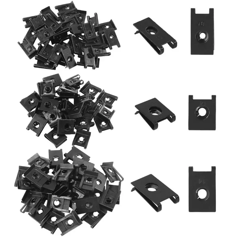 225Pcs U Nut Black Rust Resistant Wide Range Assortment Kit Auto Car Metal Clips for Motorcycle Automotive Repair Replacement