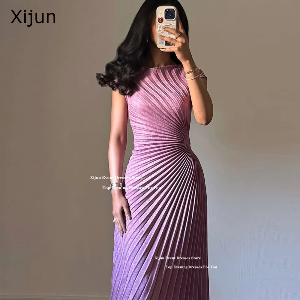 

Xijun Elegant Lavender Long Evening Dresses Sleeveless Ruched Saudi Arabric Prom Dresses Formal Occasion A-Line Prom Gowns 2025