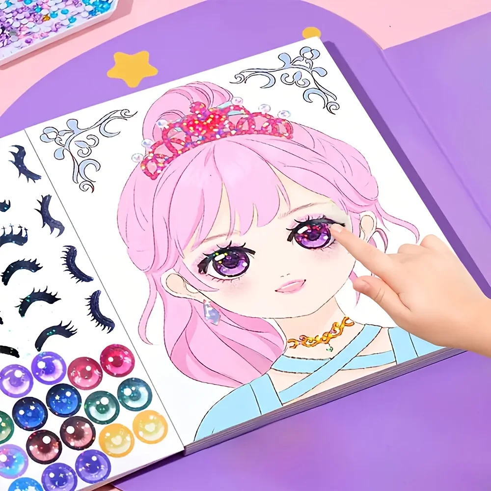 

DIY facial sticker album, accompanied by fashion doll design - dress-up sticker game set, including reusable stickers.