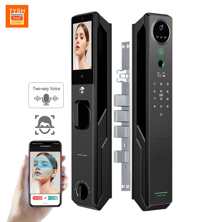

TYSH Tuya Face Recognition Video Intercom Smart Door Lock Palmar Vein Fingerprint Vein Ic Card Wifi App Combination Smart Lock