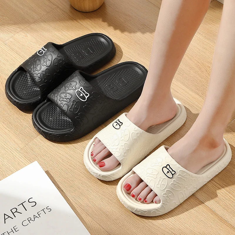 Women Slippers Summer Home Cushion Slides Cute Bear Odor Prevention Thick Soft Sole High Quality Comfort Bathroom Shoes Men