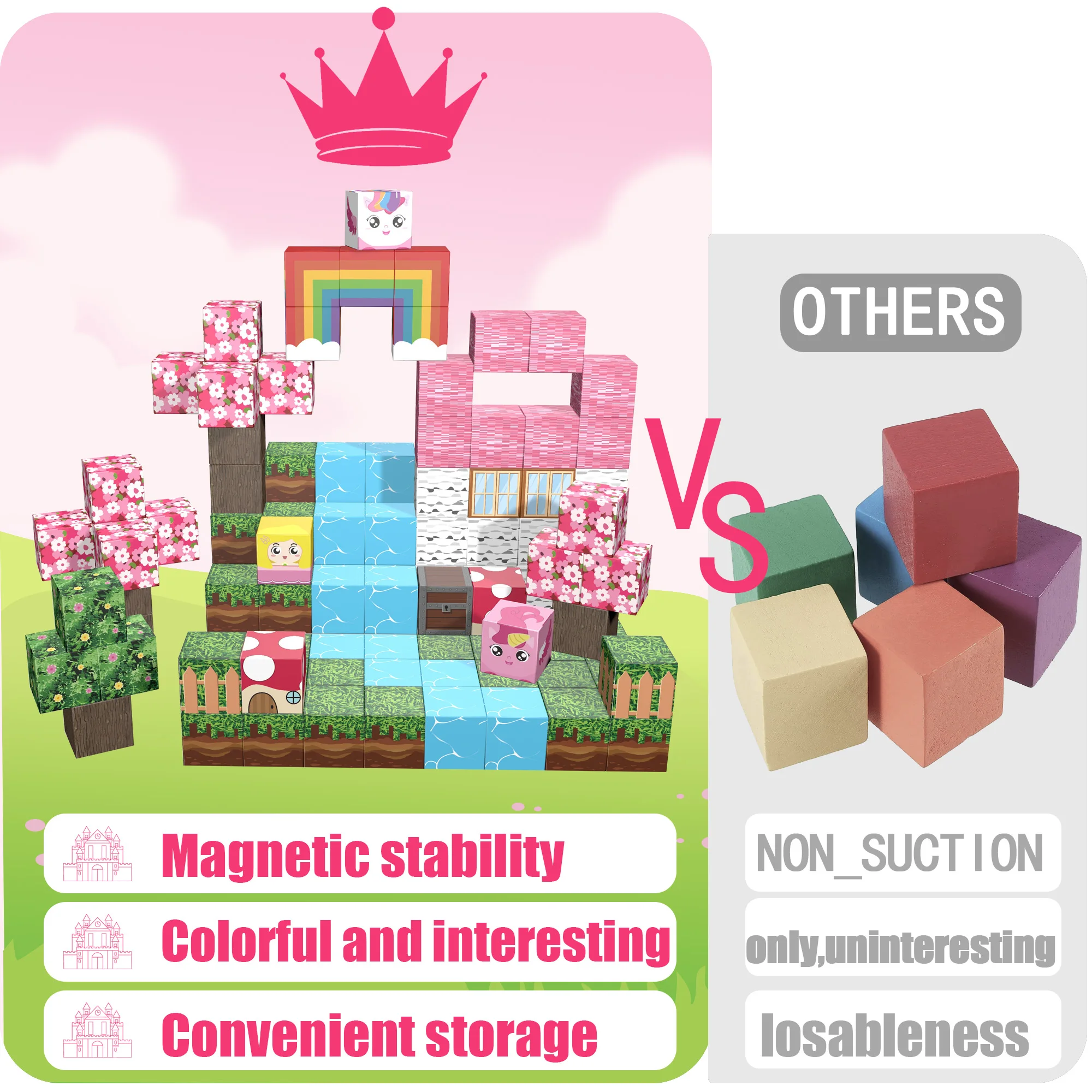 Conjunto de blocos de construção magnéticos-casa de rio de floresta de flor de cerejeira Sakura, brinquedos educativos de quebra-cabeça 3D para crianças, construção STEM