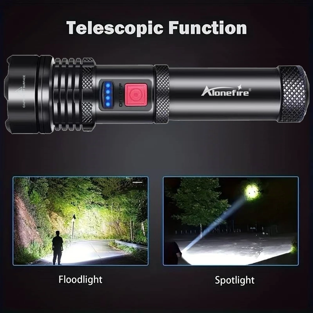 Linterna LED táctica recargable USB con zoom alta potencia - imagen 3