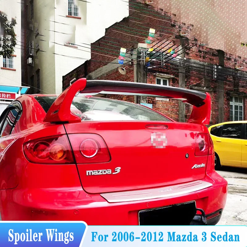

For 2006--2012 Mazda 3 Sedan Rear Trunk Lip Spoiler Tail Wings High Quality ABS Material Car Tuning Styling Body Kit Accessories