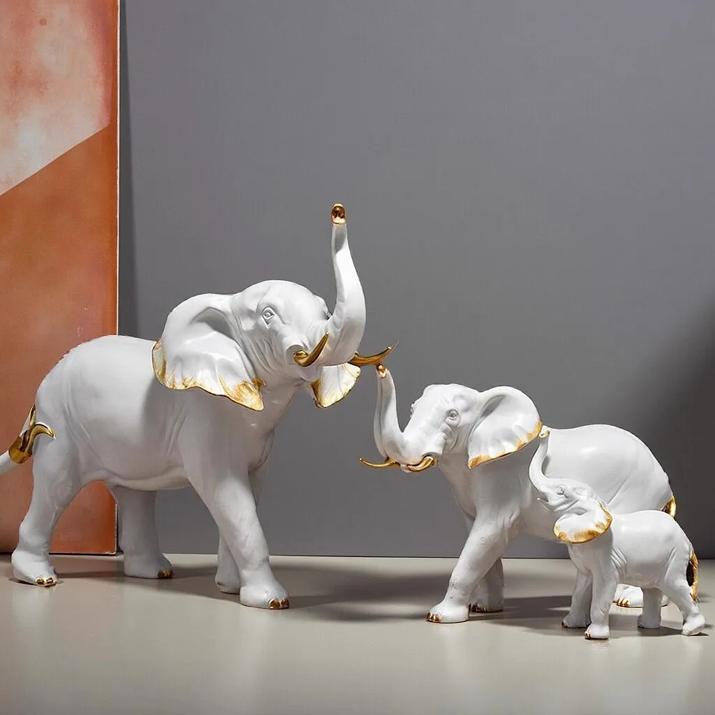 

1pairs Creative Modern Decor Animal Resin Elephant Statues & Figurines Sculpture Living Room Table Ornaments Crafts