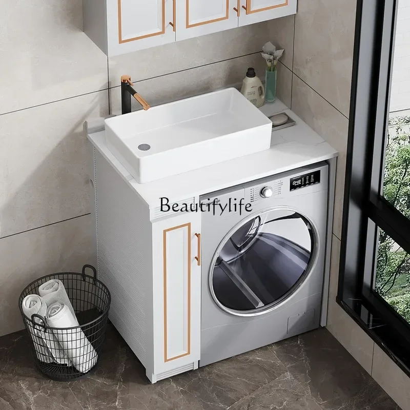 FG11Small apartment washing machine cabinet combination space aluminum bathroom laundry washbasin integrated significant  cabine