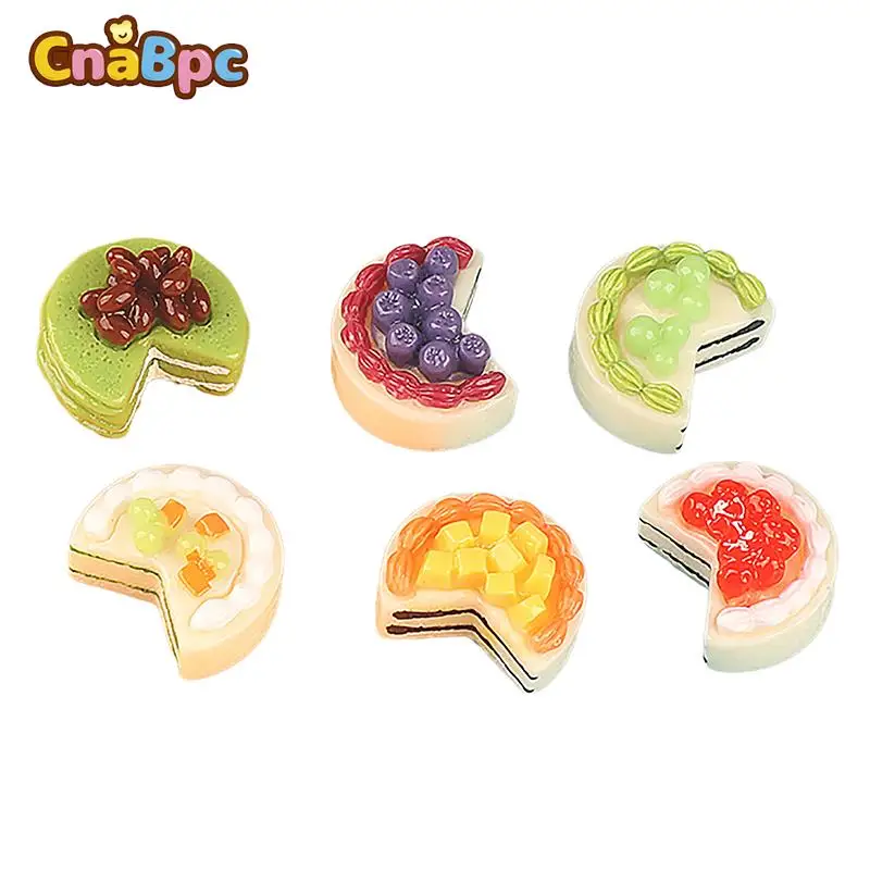 

6Pcs 1:12 Dollhouse Miniature Fruit Cake Model Blueberry Strawberry Mango Cake Ornament Food Toy Model Doll House Accessories