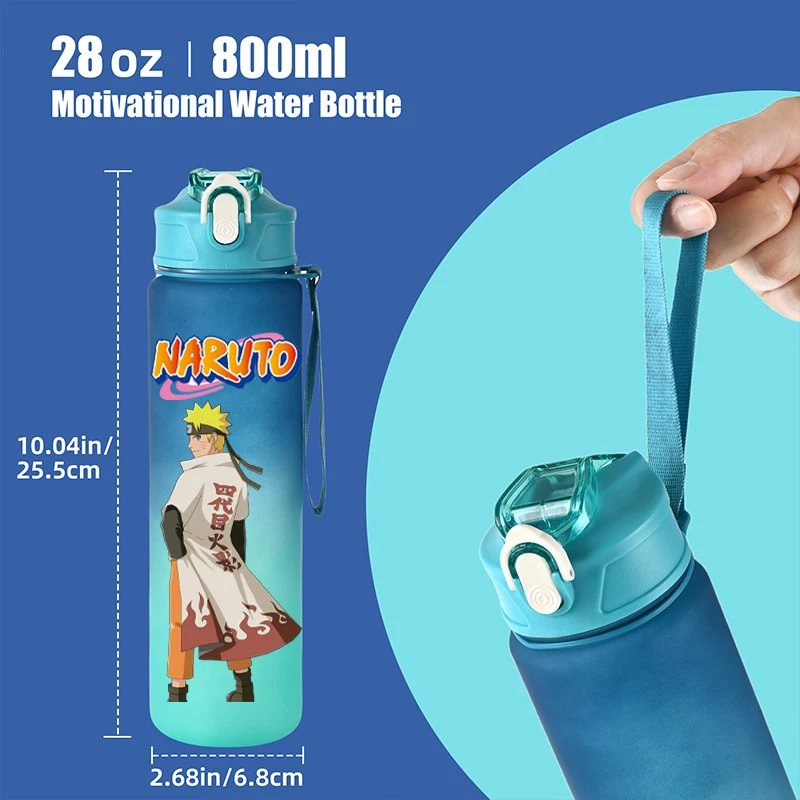 800ML NARUTOฟางถ้วยน้ําUchiha Sasuke Gradientสีพลาสติกดื่มขวดHatake Kakashiแบบพกพาฟิตเนสเหยือกของขวัญ