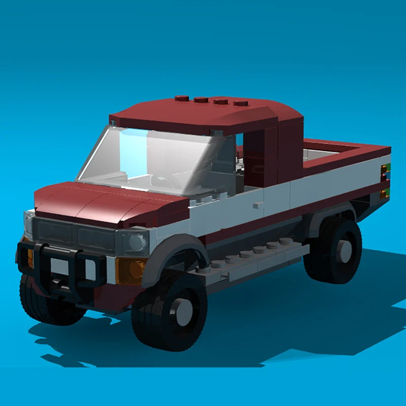 City Car Model MOC Building Bricks Red Two Tone Pick-Up Truck Modular Technology Children Holiday Gifts Assemble Toy Suit