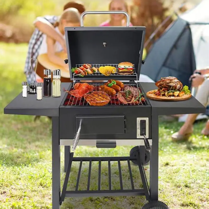 Portable Garden Barbecue Smoker Grill Commercial Outdoor Stainless Steel BBQ Charcoal Backyard Party Grill