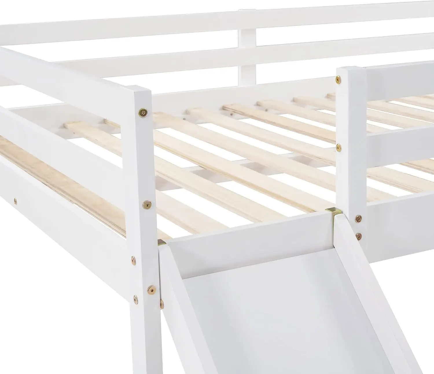 Letti a soppalco completi Lostcat con scivolo, letto a soppalco per bambini con scivolo, letto basso in legno Full Size con scivolo e scala, basso in legno