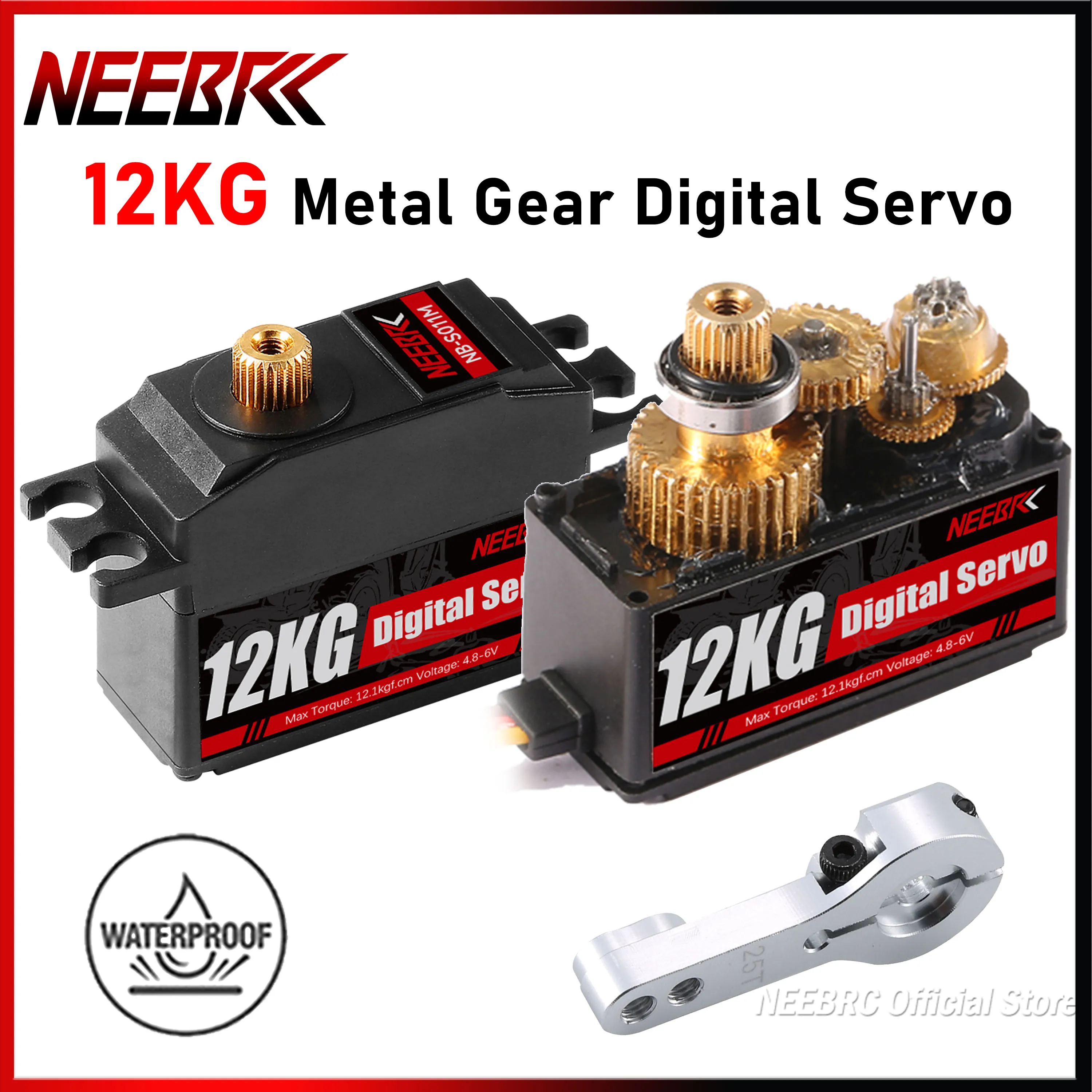 

NEEBRC 12KG Digital Servo Waterproof Metal Gear 4.8~6.0V DC for 1/12 RC Car Wltoys 144001 144010 Monster Helicopter Plane Boat