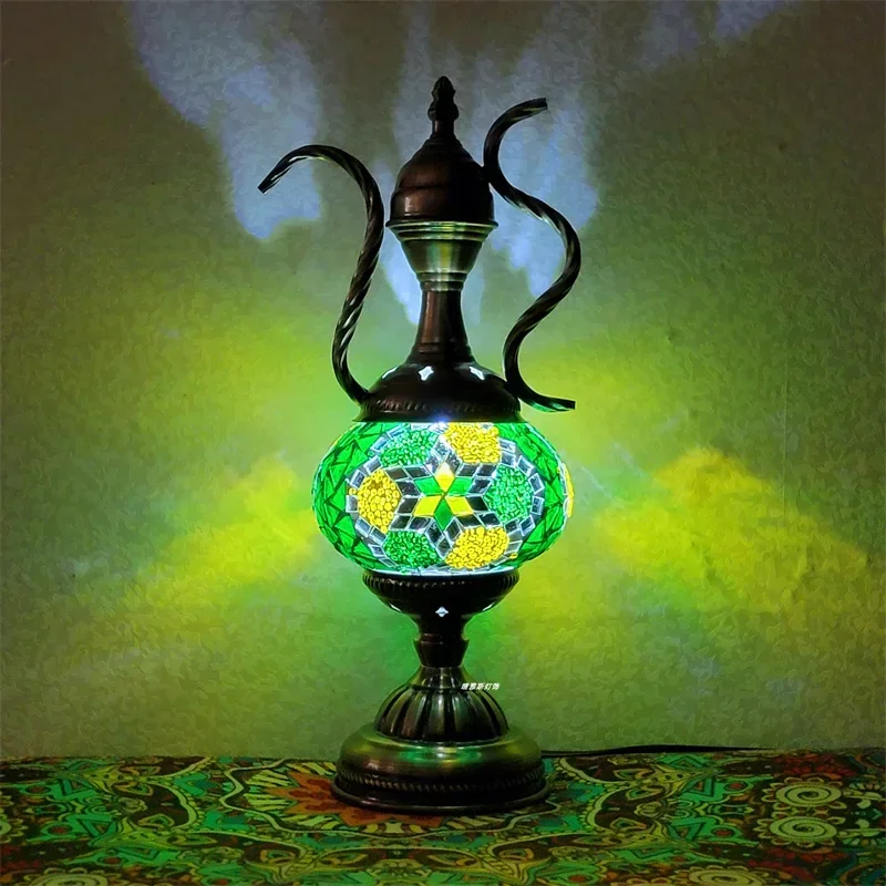 

Handmade Glass Table Lamp Turkish Mosaic Home luminaria Decor Living Room Bedroom Nightstand Desk Lights LED Lighting Fixtures