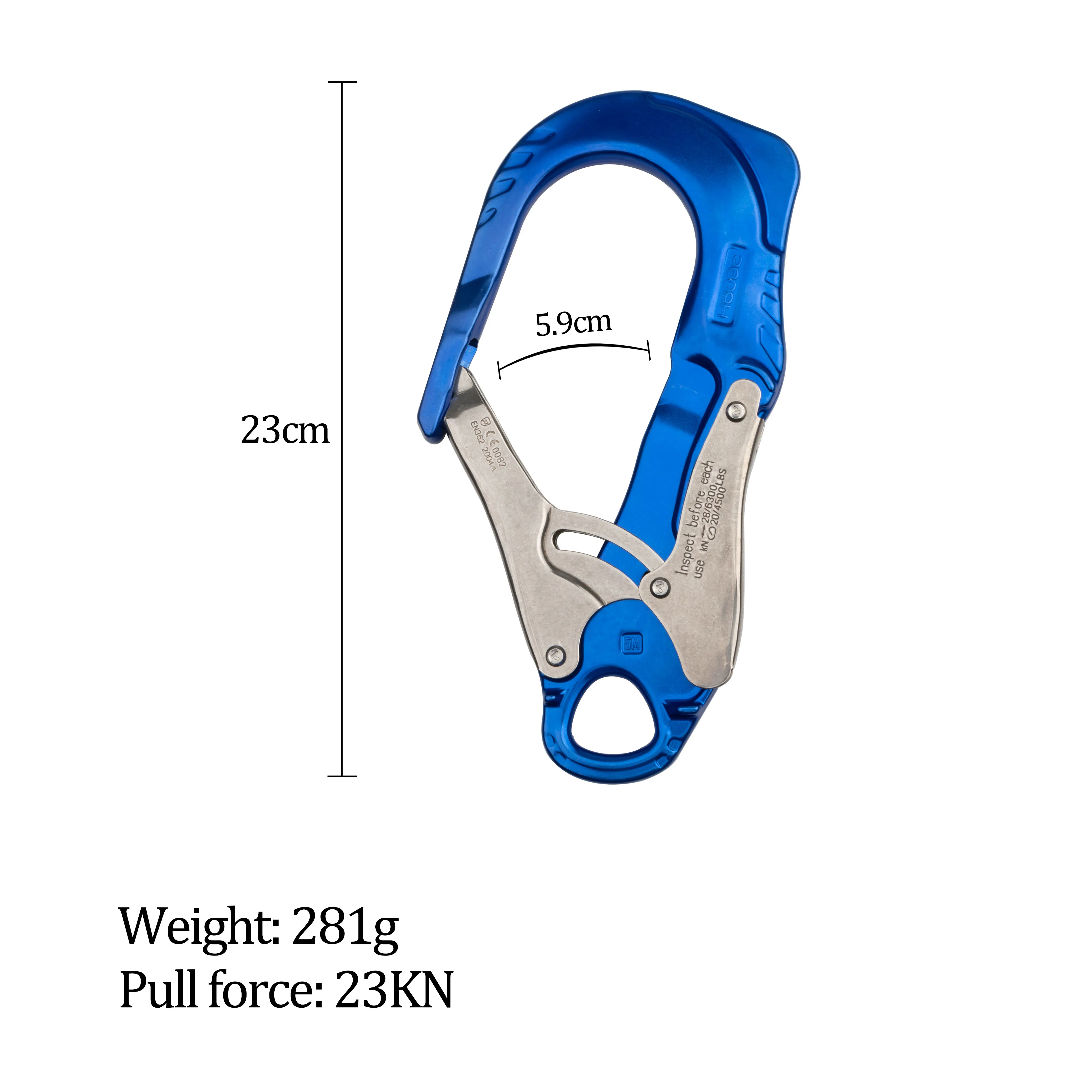 Large Opening Locking Alloy Anti-Fall Carabiner Hook for Aerial Steel Pipe Work