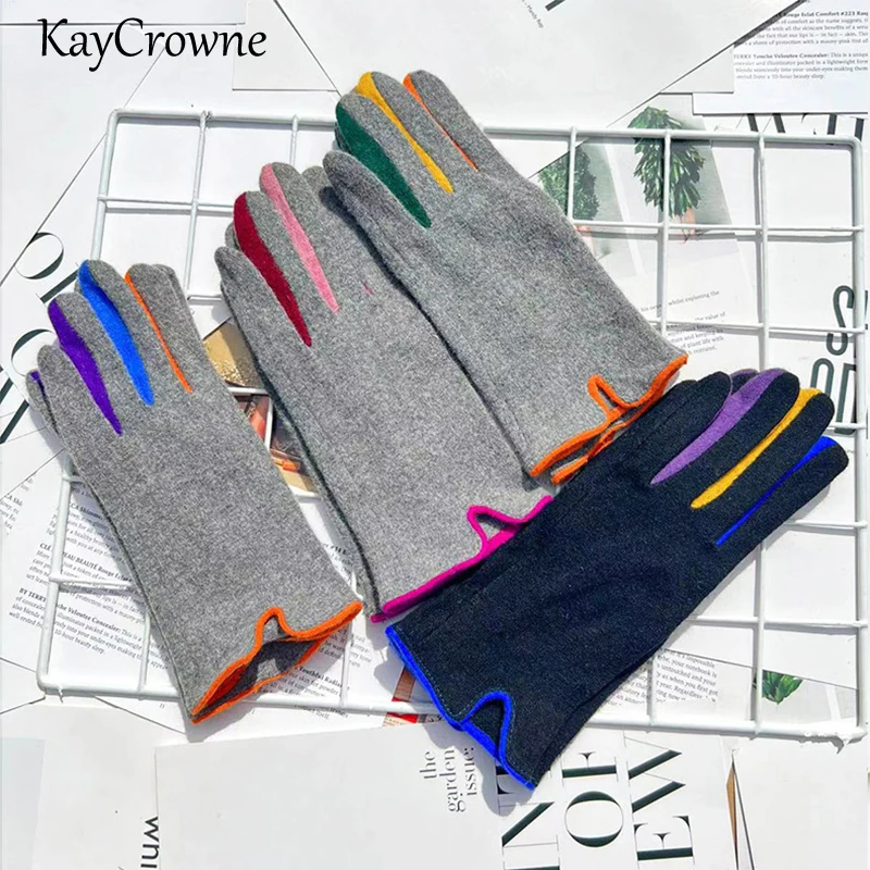 

KayCrowne New Fashion Slim Gloves Women Autumn Winter Elegant Full Finger Keep Warm Windproof Cashmere Glove Female G220