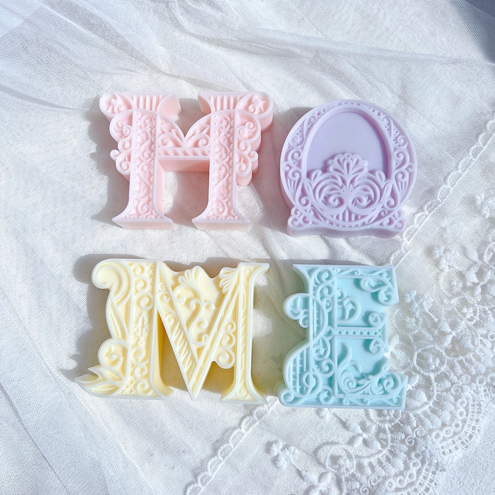 

Home Decor 26 Letters Resin Mould Multilayer Monogram Letters Soy Wax Candle Molds Layered Floral Alphabet Silicone Mold