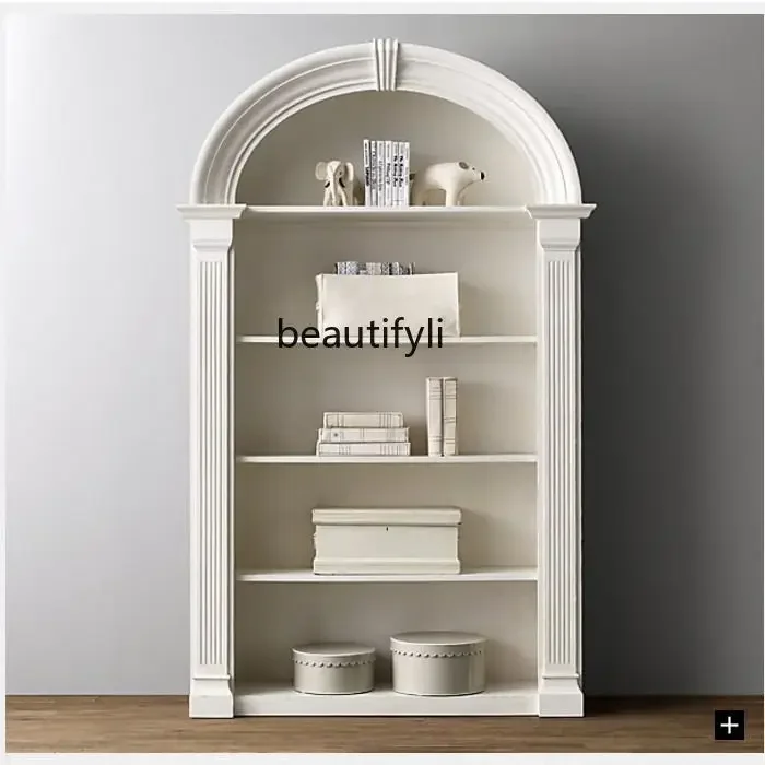 

ss25 American solid wood bookcase European living room storage French retro storage bookcase display cabinet