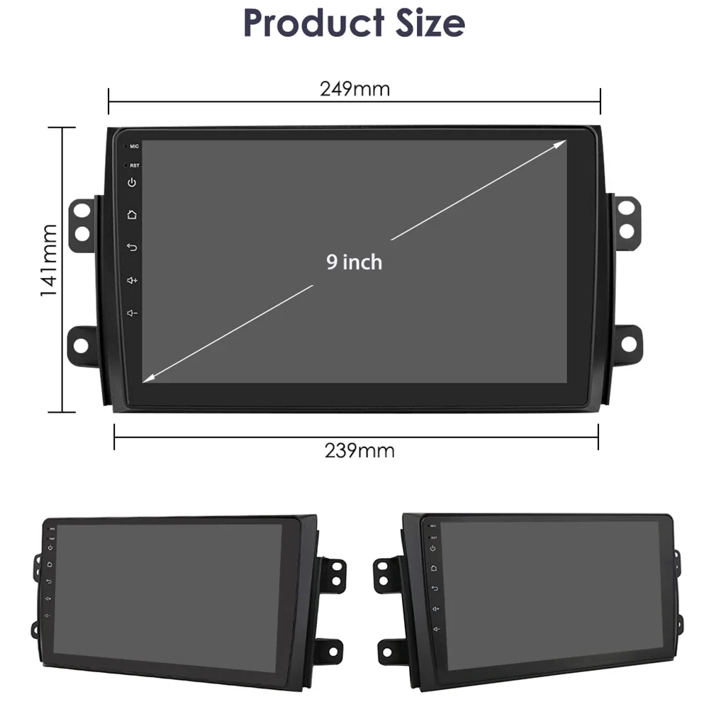 Autoradio Android pour Suzuki SX4 2006-2013 Fiat Sedici 2005-2014, 4G, Limitation, Lecteur Vidéo, Navigation, 2Din, Carplay, Audio Stéréo