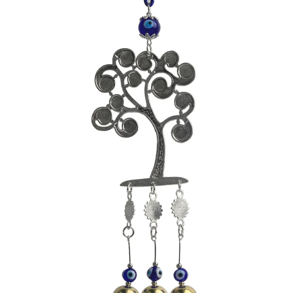 Greek Eye Alloy Tree Outside Wind Bell Evil Eye Pendant Wind Chimes for Gateway House Entrance Wall Decor Wind Catcher Ornaments