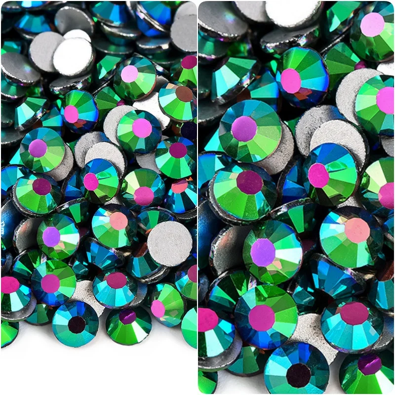 1440PCS SS4-30 Peacock Green Glass Nail Art Decorations Non Hotfix Flat Back Rhinestones Stones Crystals  Strass DIY Garment