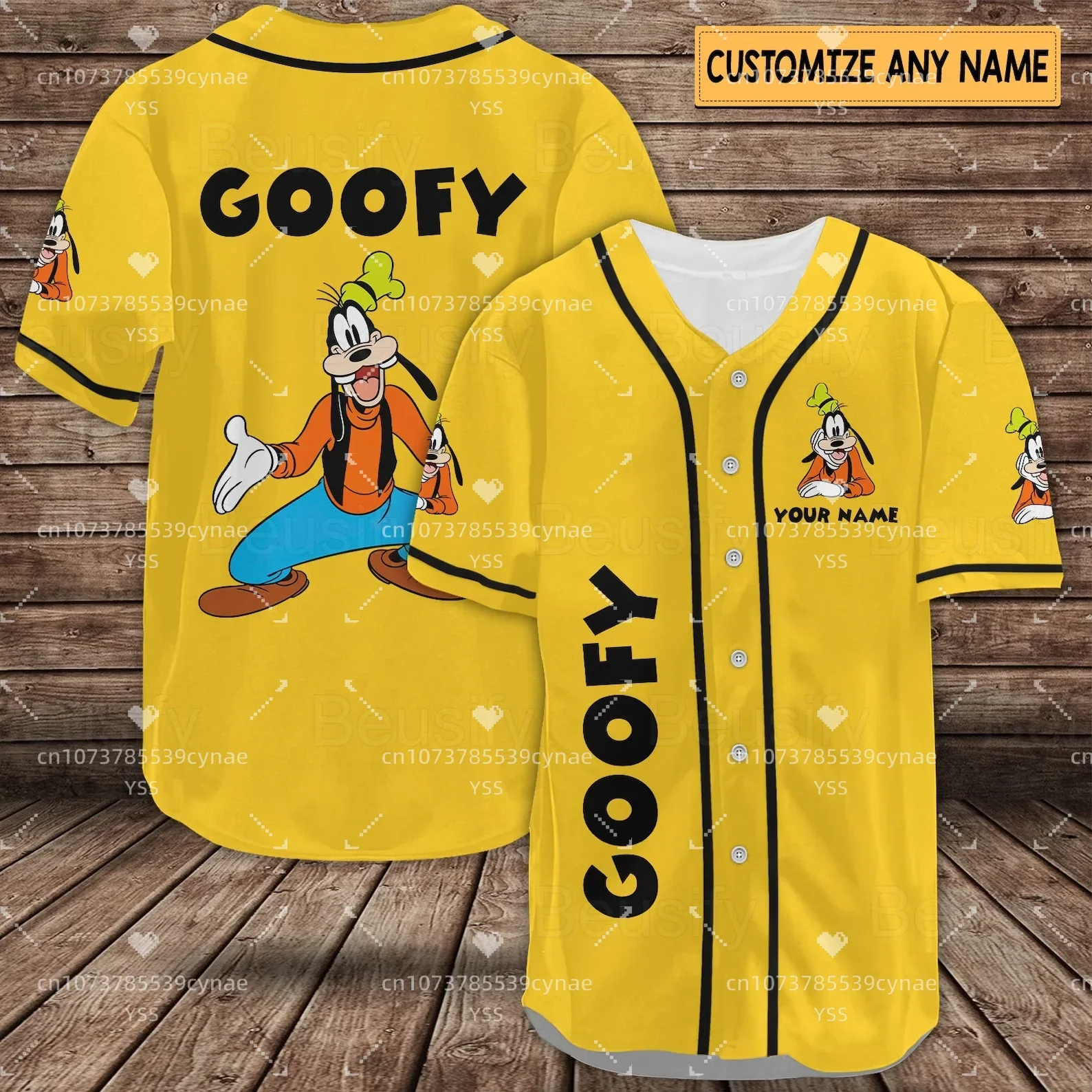 2023 Custom Name Disney Goofy Baseball Jersey Men Women Tops Disney Baseball Uniform Shirts Casual Party T-Shirts