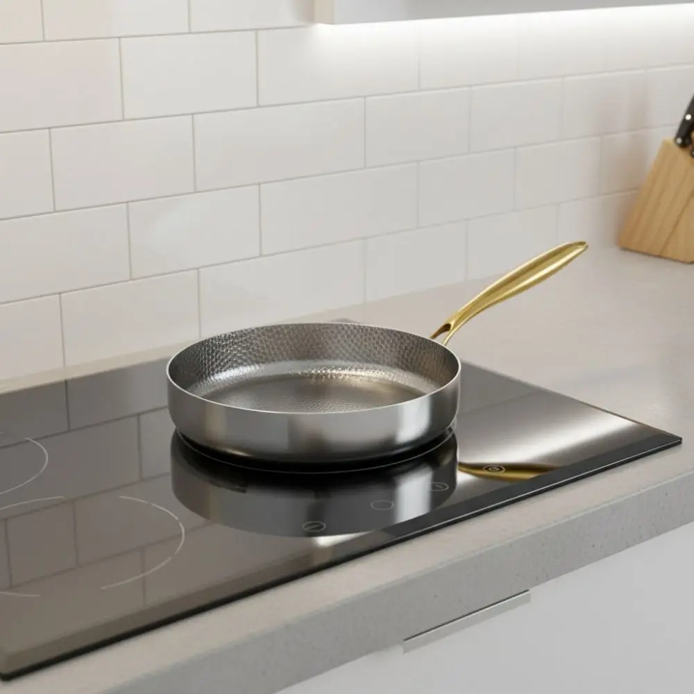 Titanium Alloy Hammered Texture Frying Pan Uncoated Fast Heating Steak Skillet Wear-resistant Scratch Resistant Non-stick Pot