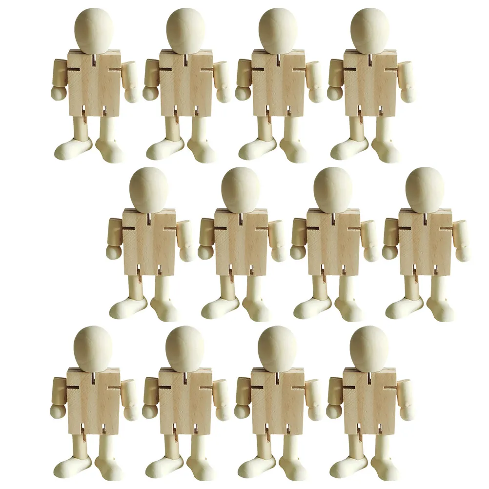

Набор из 12 деревянных роботов для самостоятельной росписи, заготовки для творчества, украшение для дома и офиса, наборы для рукоделия, деревянные неокрашенные роботы