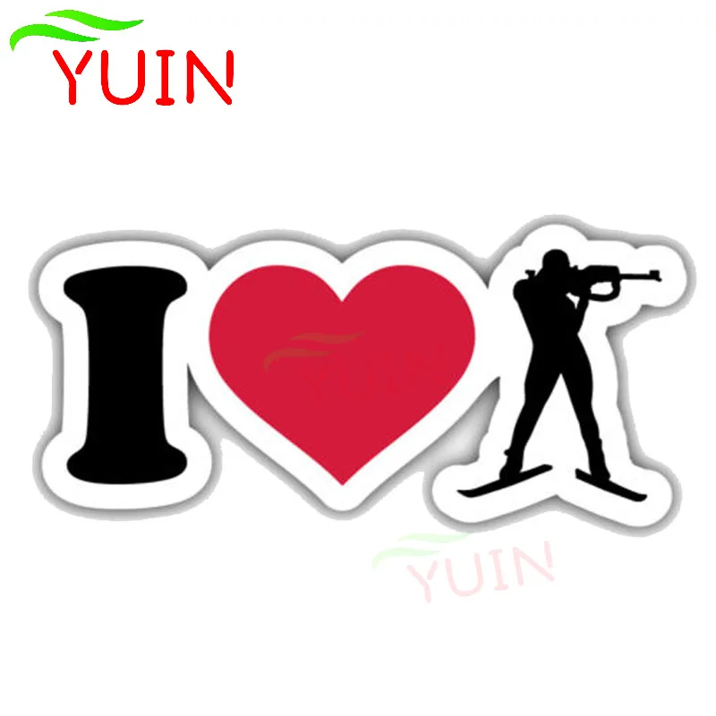 

Personality I Love Biathlon Silhouette Car Sticker Motorcycle Cars Accessories PVC Graphic Decoration Waterproof Decal 15*6cm