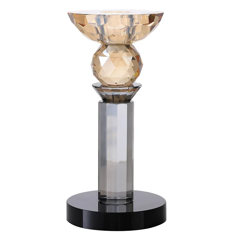 

European style, light luxury, crystal, glass, candle holder, dining table, dinner, arrangement, props