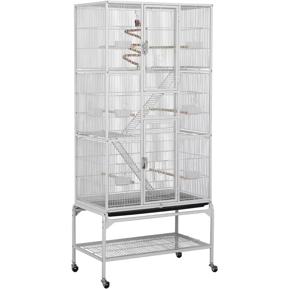 

Large Detachable Stand Bird Cage for Conures, Lovebirds, and Cockatiels, White