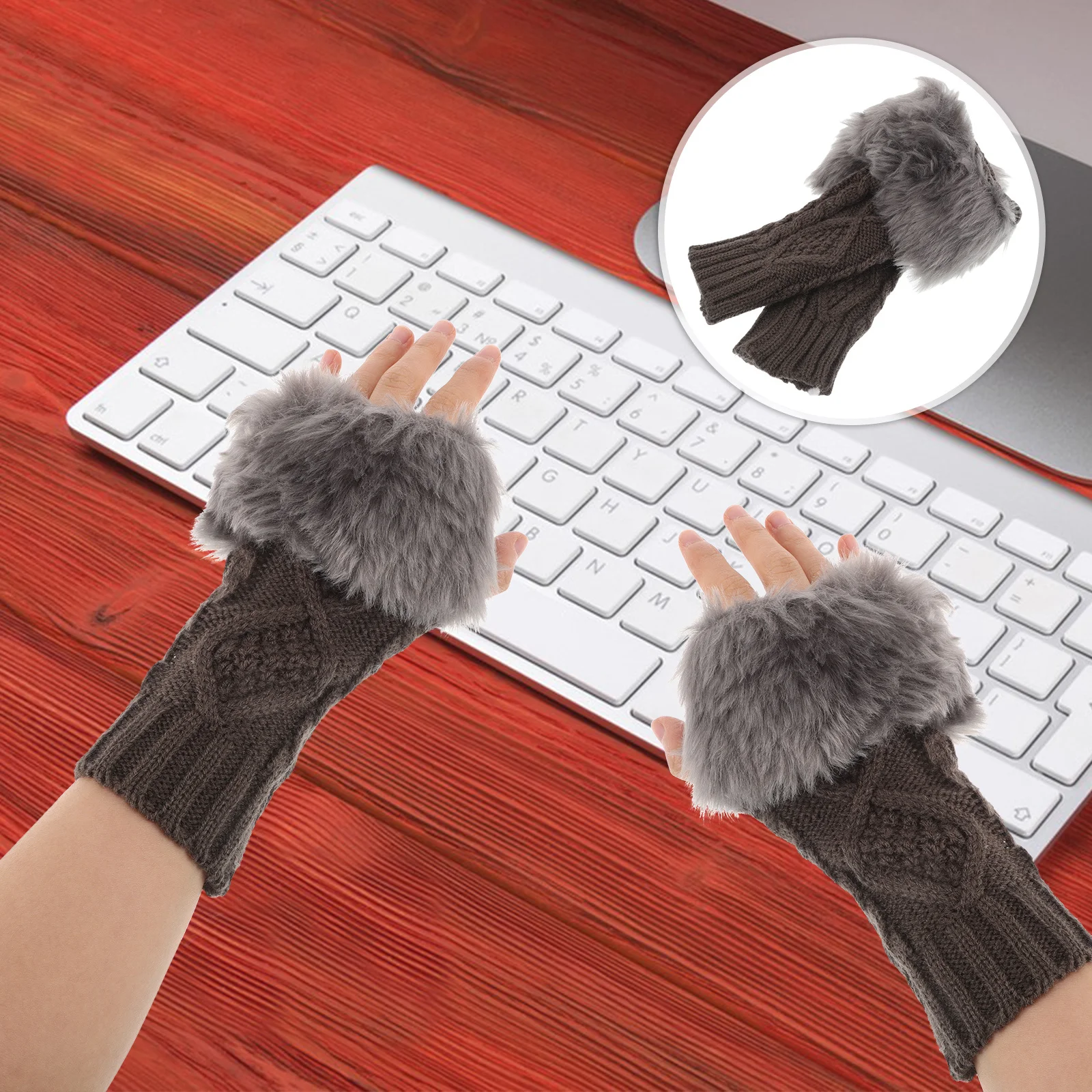 

1Pair Winter Women's Knitted Wrist Cuffs Detachable Warm Short Hand Sleeves Arm Warmers Faux Knitting Wrist Warmers for Sweaters