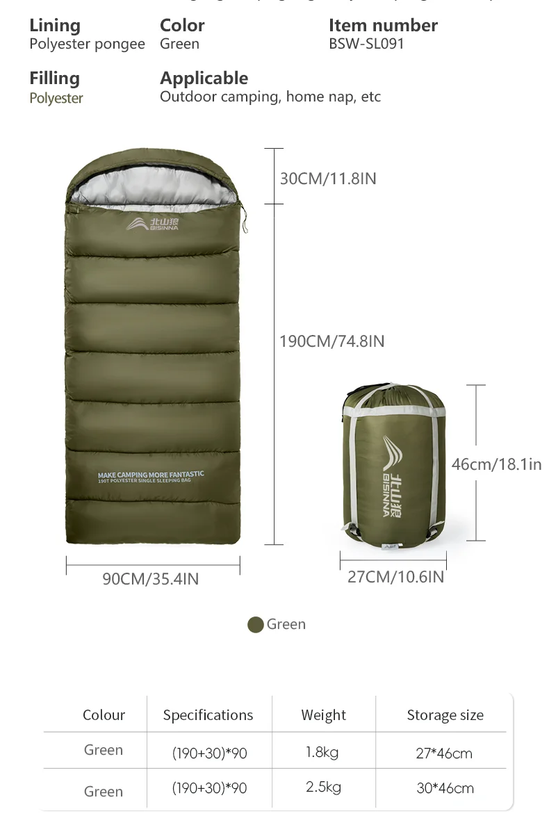 BISINNA Camping-Schlafsack, leicht, warm, mit Umschlag, Rucksackreisen, Schlafsack für Erwachsene, für Outdoor-Reisen, Wandern – Detail 10